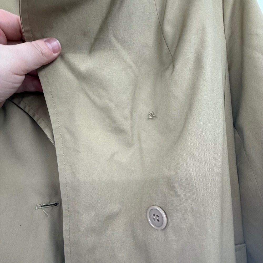 Vintage Schlampf's Elliott Bass Trench Coat Womens 8 Tan Belted Wool Lined - Picture 5 of 12